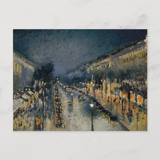 Boulevarde Montmartre at Night  ~ Camille Pissarro Postcard (Front)