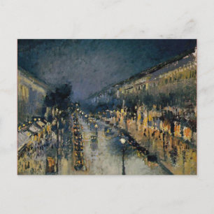 Boulevarde Montmartre at Night ~ Camille Pissarro Postcard