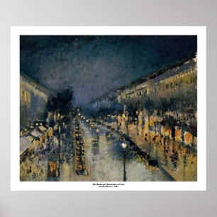 Boulevarde Montmartre at Night ~ Camille Pissarro Poster