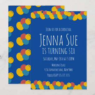 Bounce Ball Dots Carnival Birthday Invitation