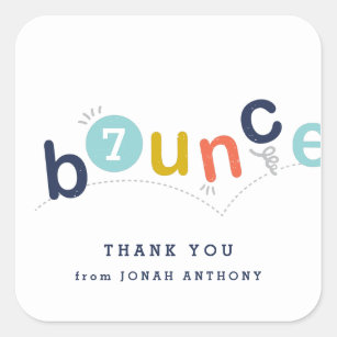 Bounce birthday party thank you square sticker