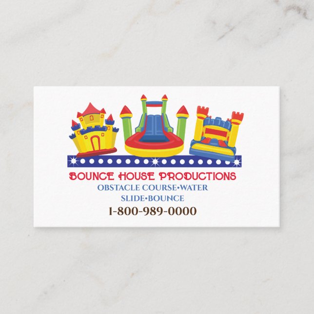BOUNCE BOUNCY HOUSE BIRTHDAY PARTY Business Sign Card (Front)