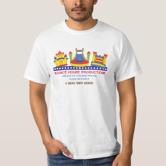 BOUNCE BOUNCY HOUSE BIRTHDAY PARTY Your Business T-Shirt (Front)