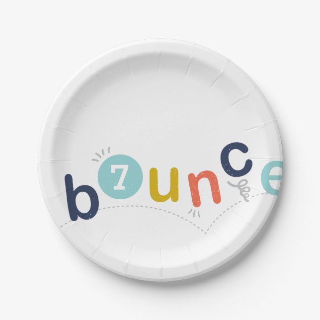 Bounce | Colourful Kids Birthday Party Paper Plate (Front)