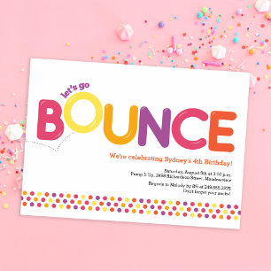 Bounce House Birthday Invitation Pink & Orange