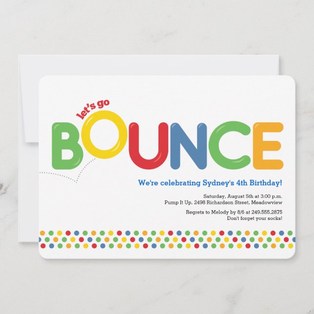 Bounce House Birthday Invitation Red & Blue (Front)