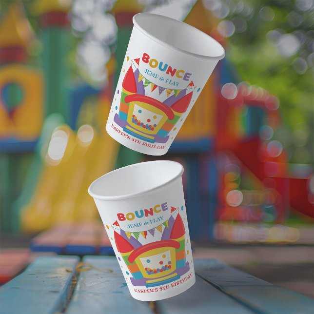Bounce House Birthday Paper Cups (Let our rainbow bounce house paper cups, help take your little one’s big day to new heights.)