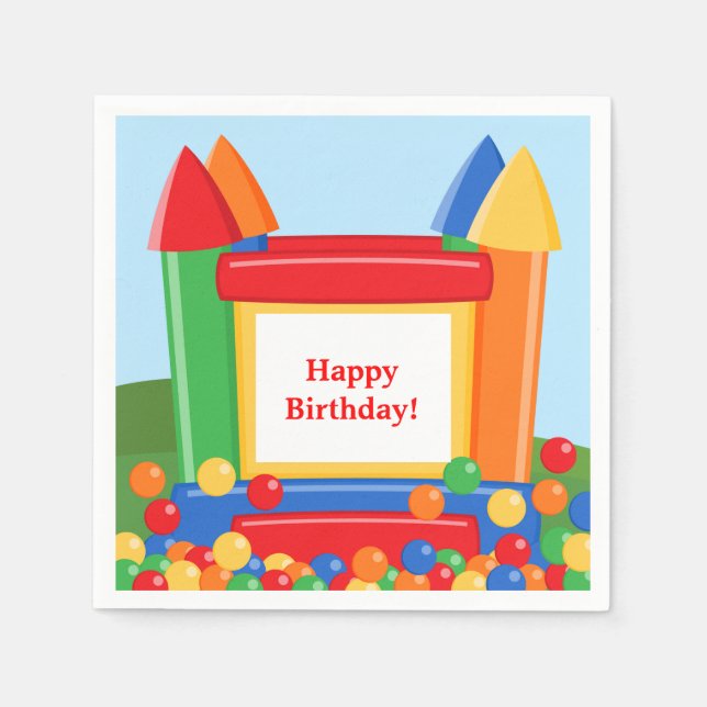 Bounce House Birthday Paper Napkins (Front)