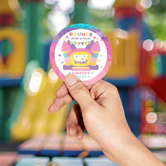 Bounce House Birthday Party  Classic Round Sticker (Let our bounce house birthday party theme, help take your little one’s big day to new heights.)