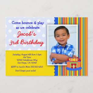 Bounce House Birthday Party Invitation Boy