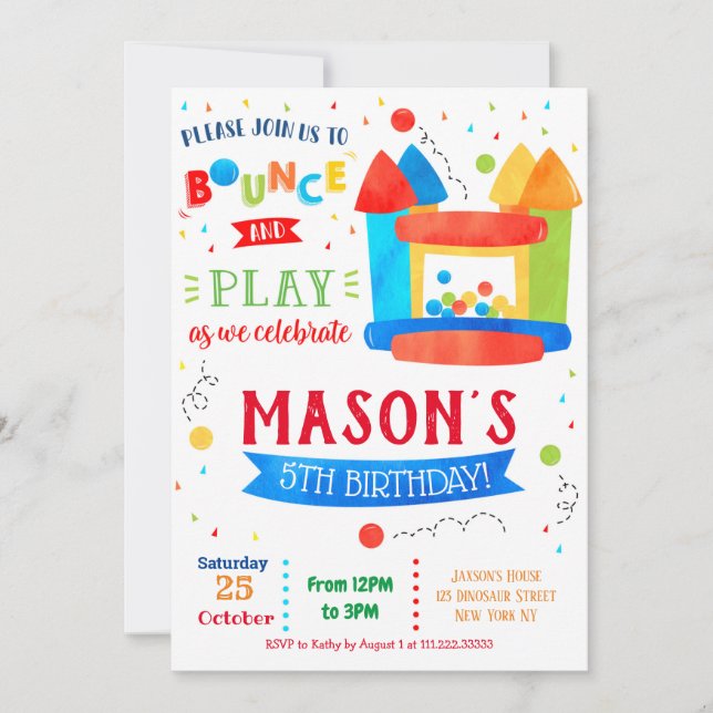 Bounce House Birthday Party Invitations (Front)