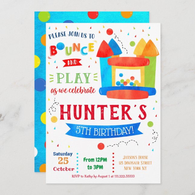 Bounce House Birthday Party Invitations (Front/Back)