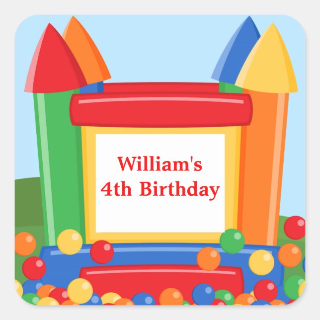 Bounce House Birthday Party Sticker (Front)