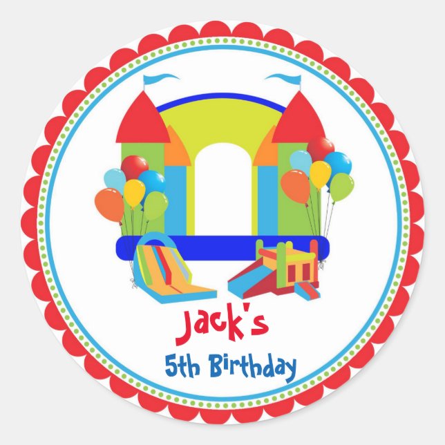 Bounce House Birthday Stickers (Front)