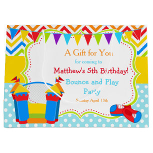 Bounce House Bouncy Castle Birthday Boy Thank You Large Gift Bag