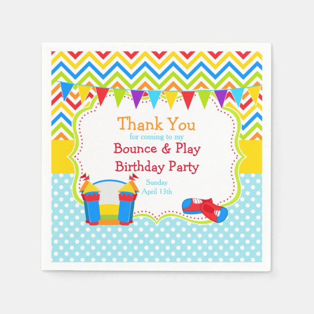 Bounce House Bouncy Castle Birthday Party Napkin (Front)