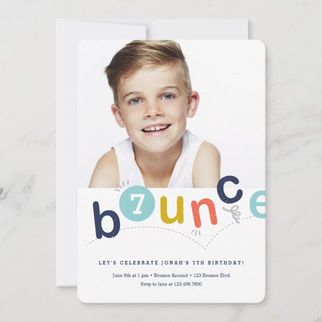 Bounce House Colourful Modern Kids Birthday Party Invitation (Front)