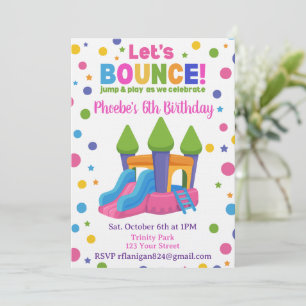 Bounce House Colourful Rainbow Birthday Party Inv Invitation
