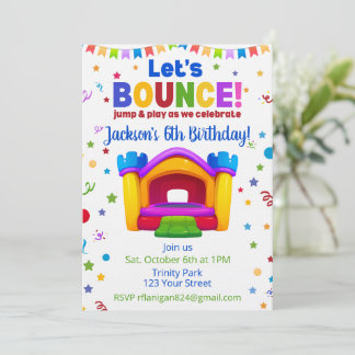 Bounce House Colourful Rainbow Birthday Party Inv Invitation