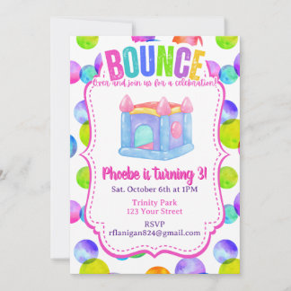 Bounce House Colourful Rainbow Birthday Party Invitation
