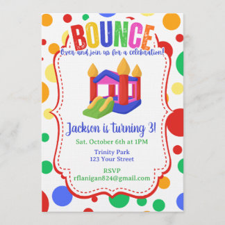 Bounce House Colourful Rainbow Birthday Party Invitation
