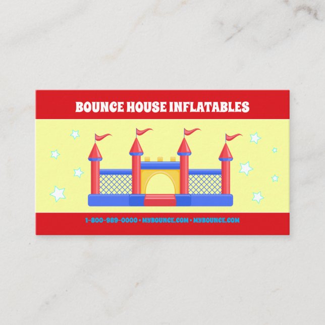 BOUNCE HOUSE INFLATABLES PARTY CAR TRUCK BUSINESS CARD (Front)