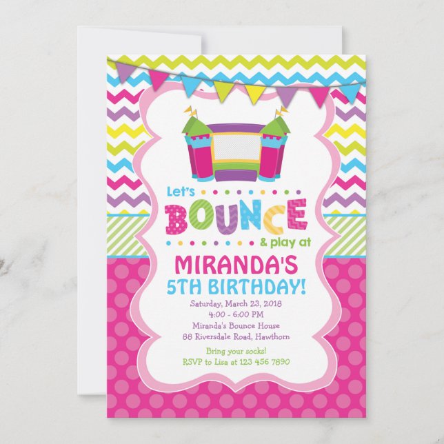 Bounce House Invitation / Girl Bounce House Invite (Front)