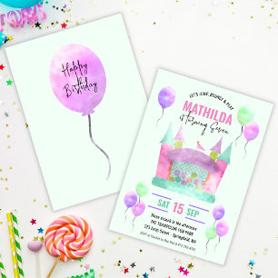 Bounce House Jump Girl Birthday Digital Invitation