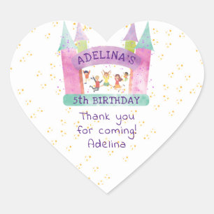 Bounce House Jump Play Gymnastics Kids Birthday Heart Sticker