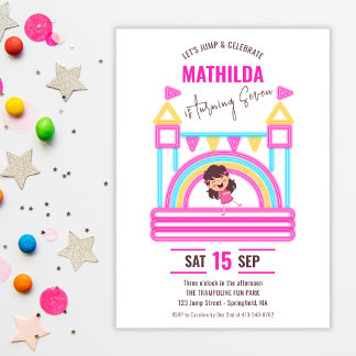 Bounce House Jump Trampoline Kids Birthday Digital Invitation