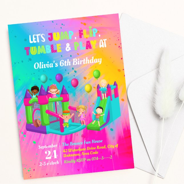 Bounce house jump trampoline kids Birthday Invitation (Creator Uploaded)