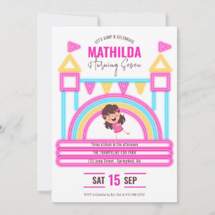 Bounce House Jump Trampoline Party Kids Birthday Invitation