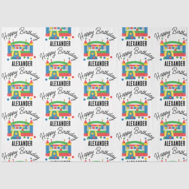 Bounce House Jumping Castle Ball Kids Name Tissue Paper (Front)