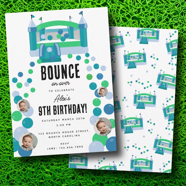 Bounce House Jumping Castle Boys Photo Birthday Invitation (Bounce House Jumping Castle Boys Photo Birthday Invitation)