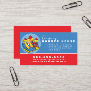 Bounce House Logo Party Rental Red Blue Business Card