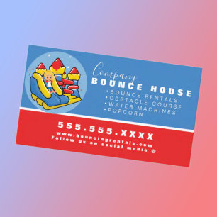 Bounce House Logo Party Rental Red Blue Business Card