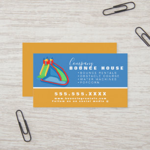 Bounce House Logo Party Rental Yellow Blue Business Card