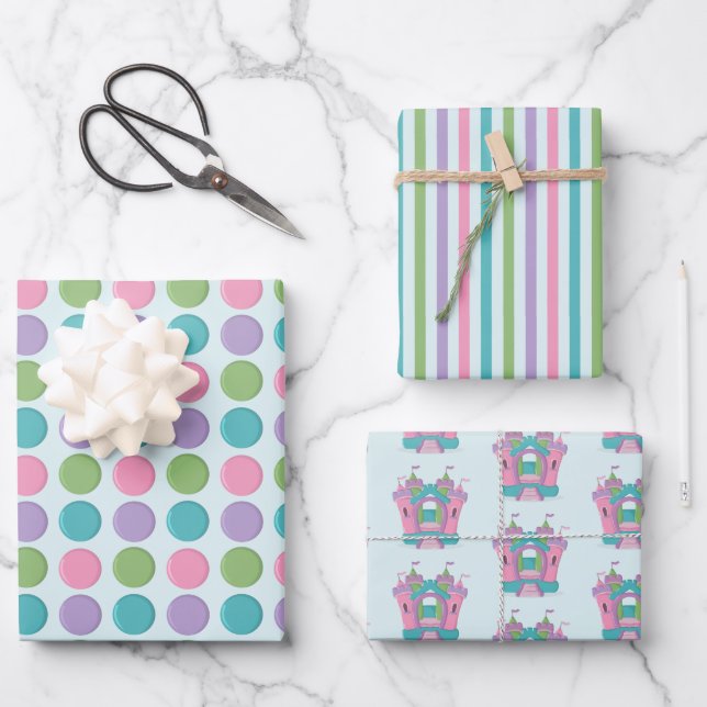 Bounce House Party Wrapping Paper Sheet (Front)