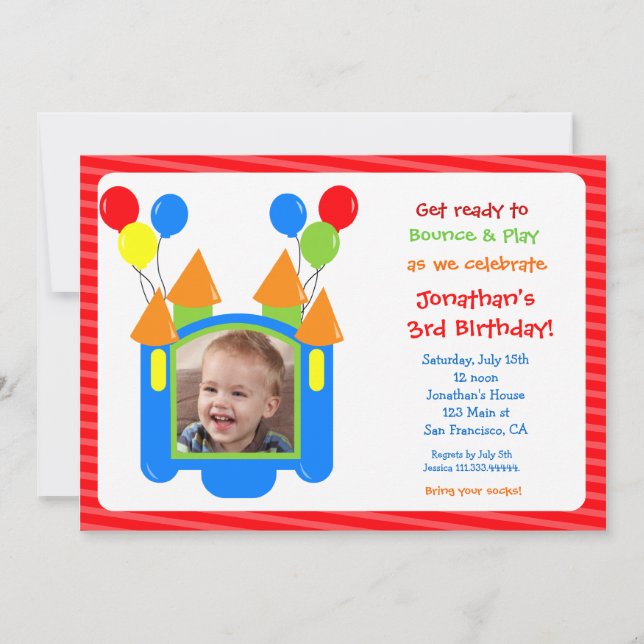 Bounce House Photo Birthday Invitation (Front)