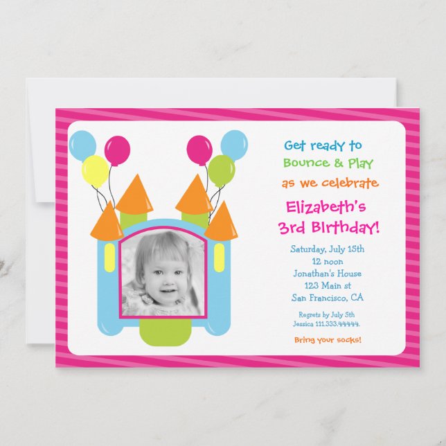 Bounce House Photo Birthday Invitations (Front)