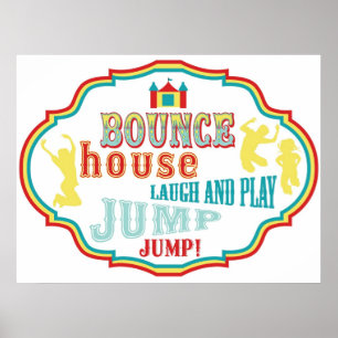 Bounce House Sign Carnival Circus Birthday