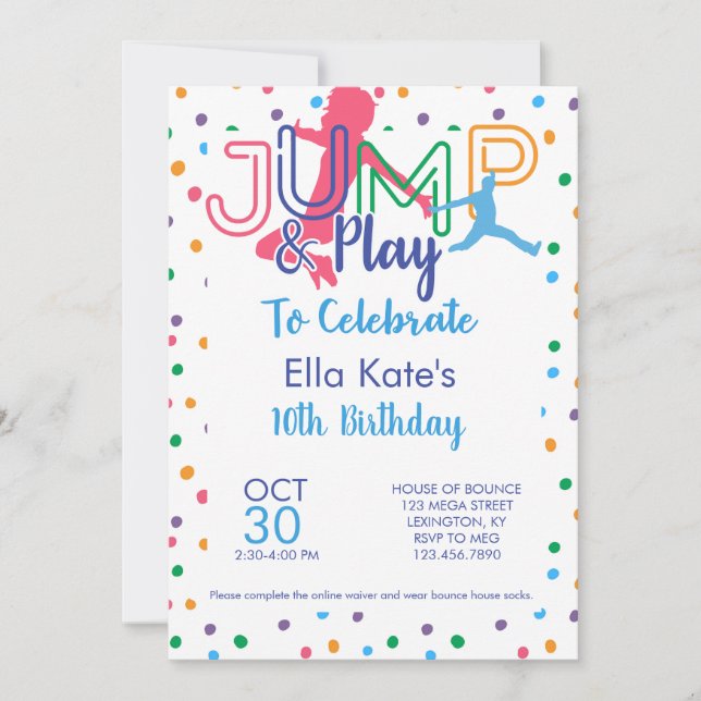 Bounce House Trampoline Jump Birthday Party Invita Invitation (Front)