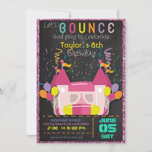 Bounce Inflatable castle Birthday Party Invitation (Front)