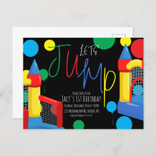 Bounce Jump Kids Birthday Party Dots Balloons Postcard