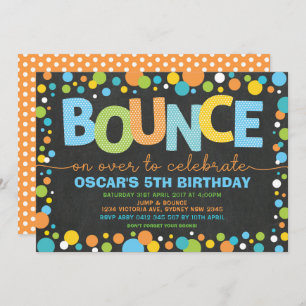 Bounce & Jump Trampoline Party Birthday Chalkboard Invitation