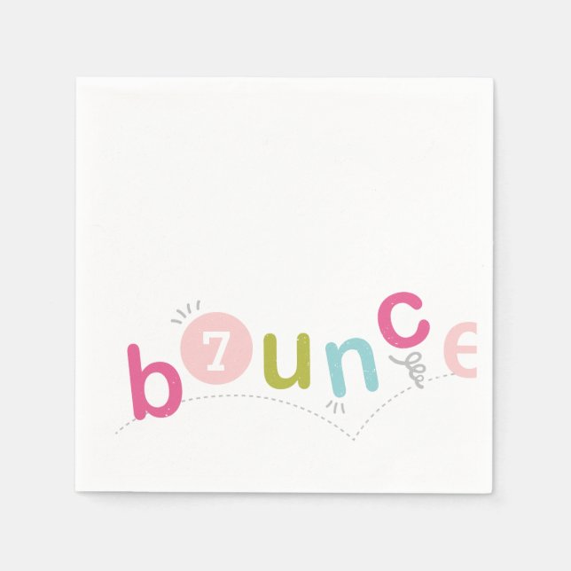 Bounce Modern Kids Pink Birthday Party Napkin (Front)