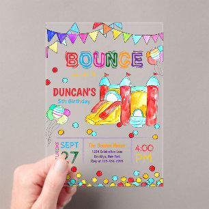 Bounce on over Trampoline Park Kids Birthday Acrylic Invitations