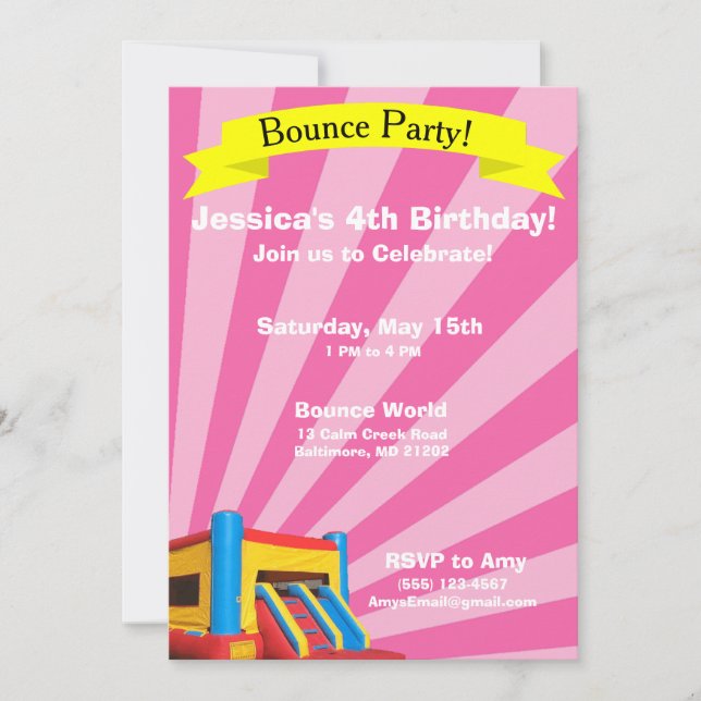 Bounce Party Birthday Invitation (Front)