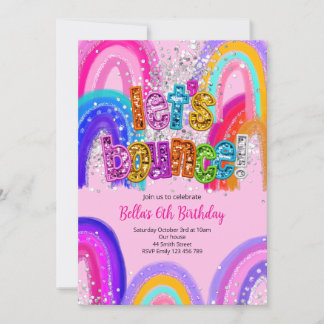 Bounce Trampoline Jump Party Birthday Invitation