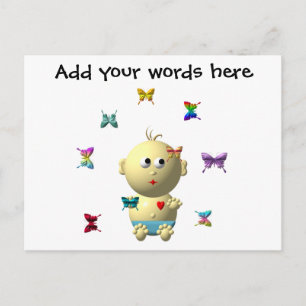 BOUNCING BABY BOY WITH 9 BUTTERFLIES POSTCARD